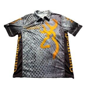 TEAM BROWNING All Over Print SS Athletic Mens Polo Shirt Sz Est L
